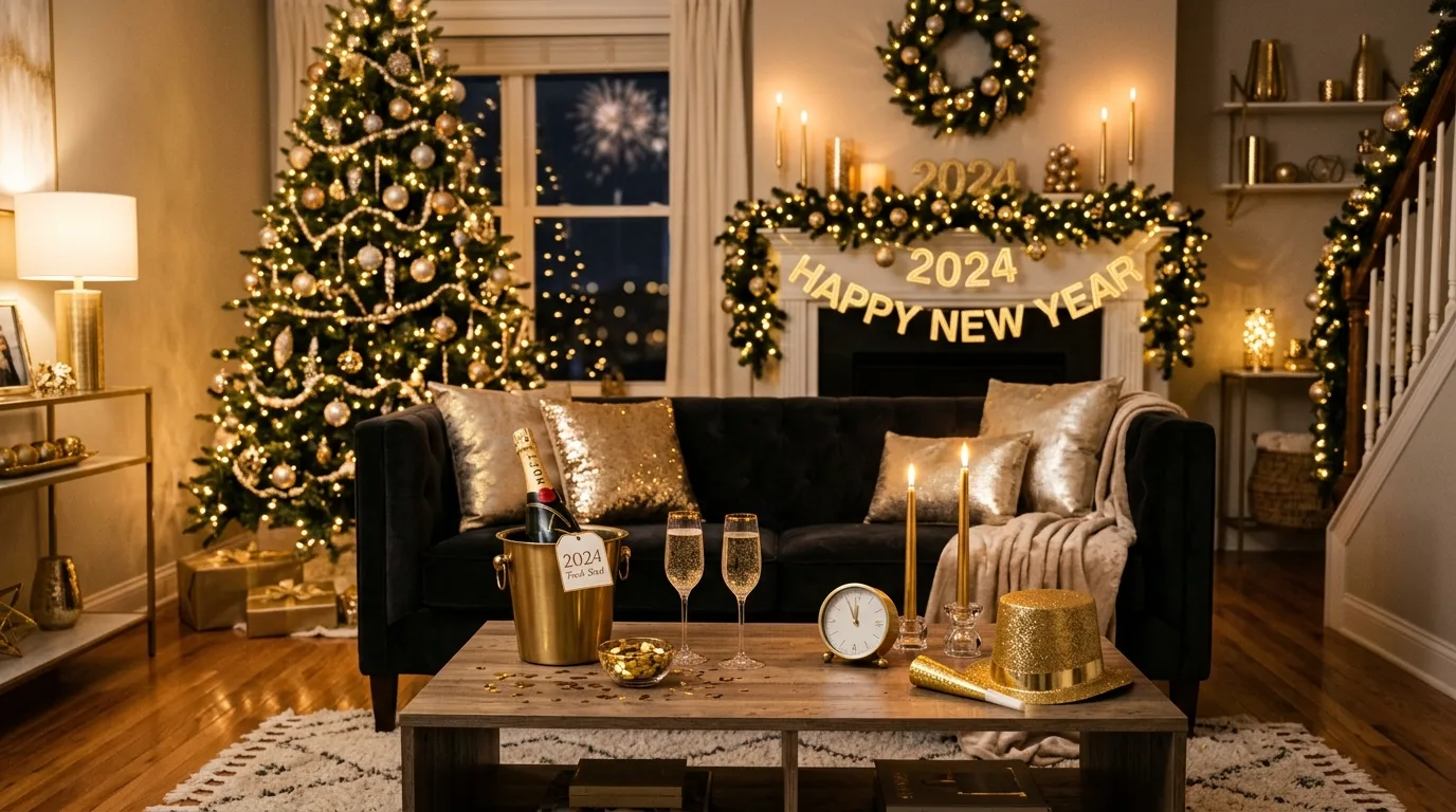 Finish with a New Year setup that feels bright and stylish inspiration for a New Year celebration setting.